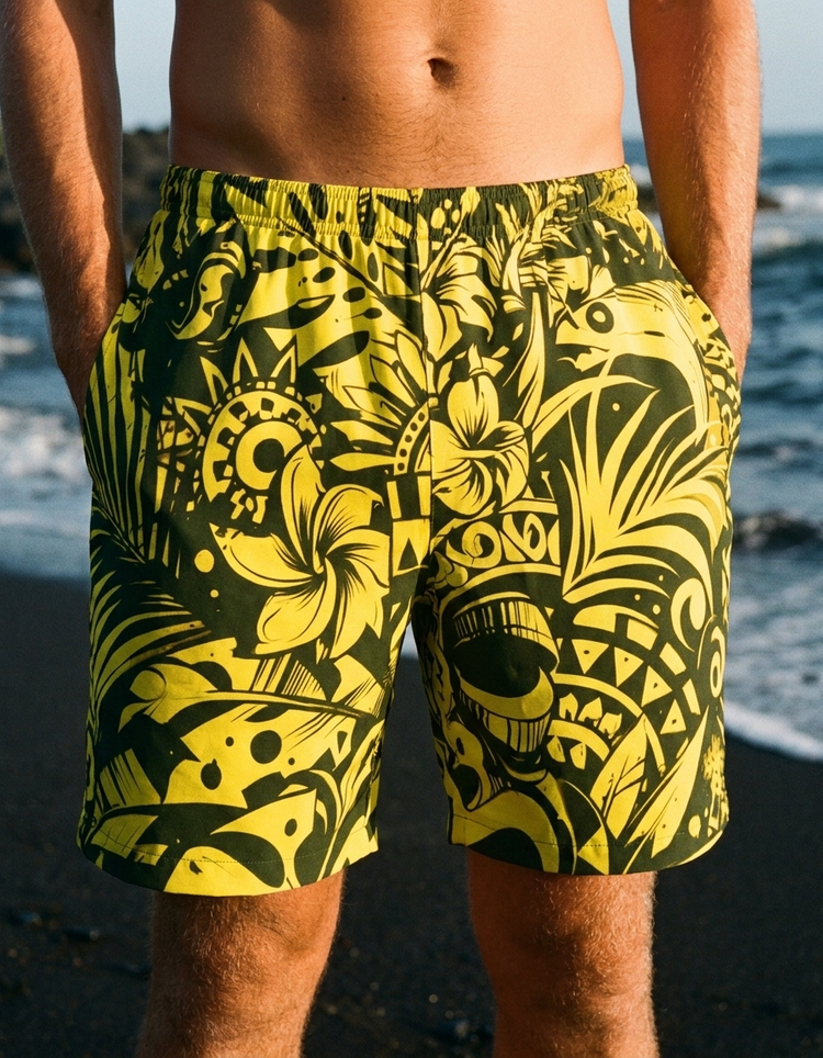 Runway Chartreuse Honua Lehua men's swim trunks