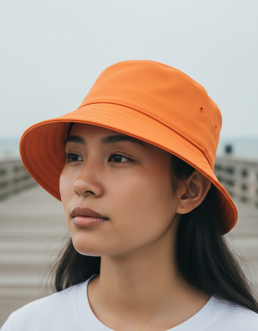 Bucket hat in Citrus Orange