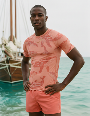 Neon Coral Breeze Rash Guard Men's Rashguard — Lolekai
