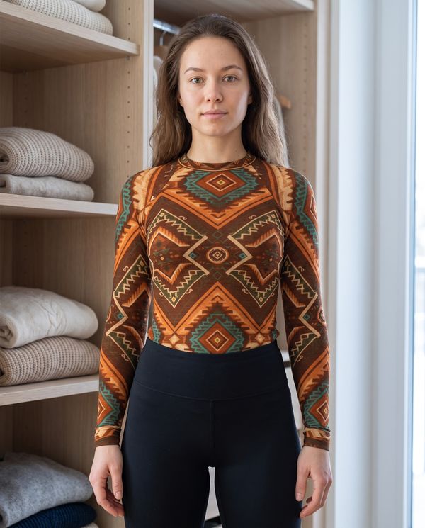 Women's Citrus Orange Woven Base Layer Top