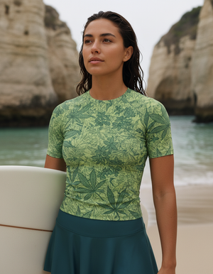 Women's Runway Chartreuse Kumo women's short-sleeve rashguards