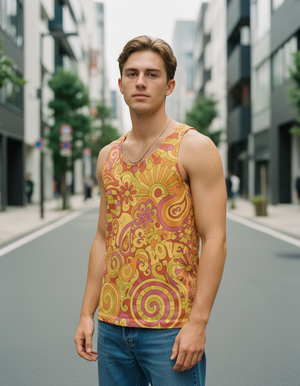Yellow Trippy Tank Top Men's Tank Top — Dripper