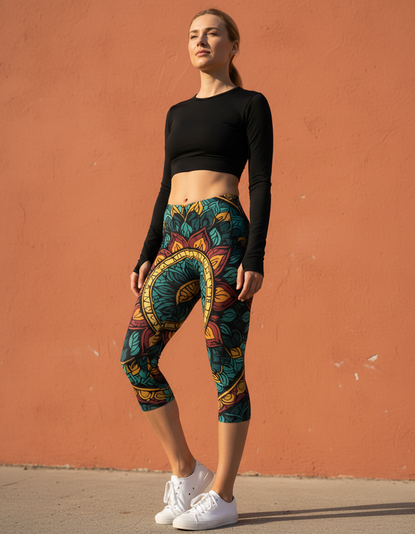 Mandalas capri leggings
