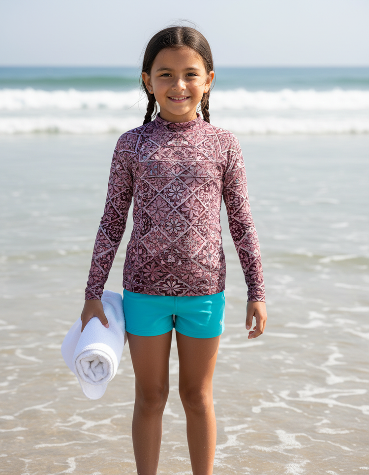 Girls Amaranth Zellige girls rashguards