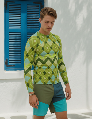 Runway Chartreuse Horizon Rash Guard Men's Rashguard — Dripper