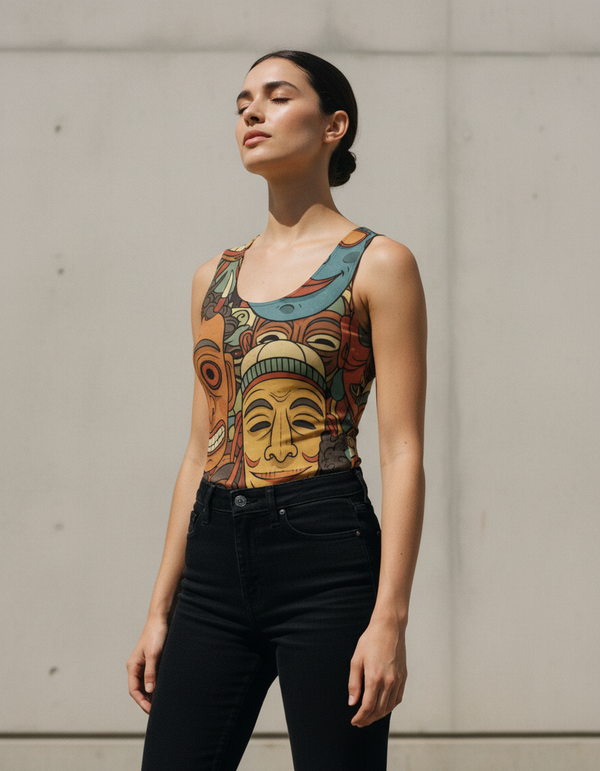 The Hundred Faces tank tops