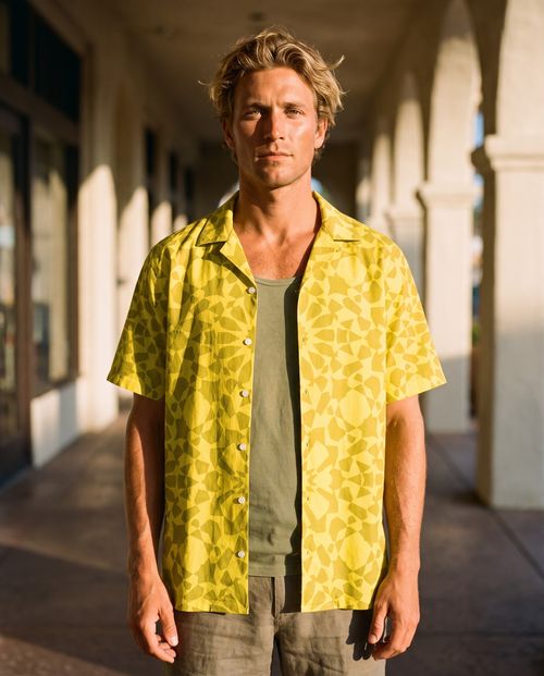 Lime Lilac Facet Hawaiian Shirt