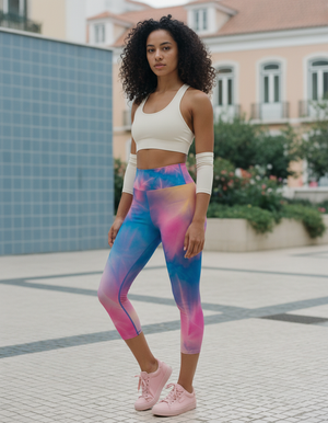 Blue Aura Frost capri yoga leggings