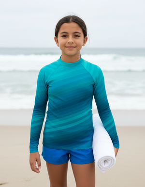 Youth Transformative Teal Ripple youth rashguards