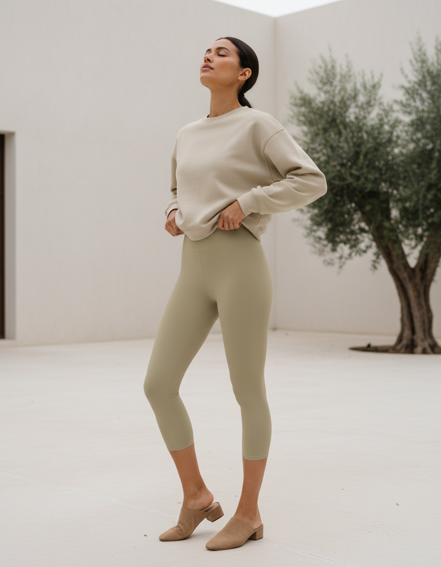 Capri-Yoga Leggings in Pebble