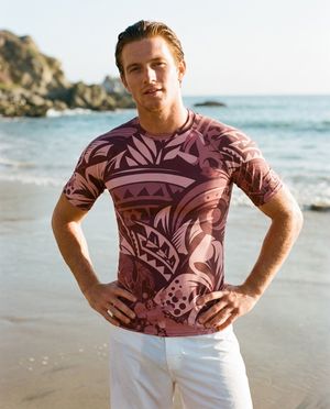Men's Dusty Rose Mana Lehua men's rashguards