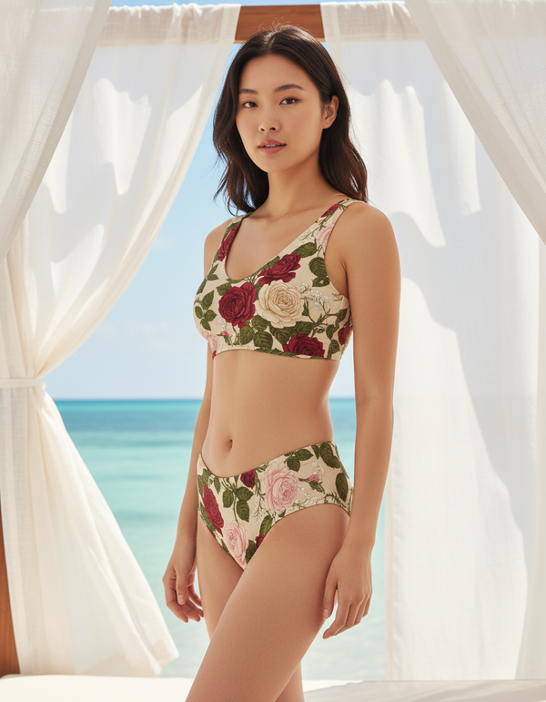Rose Collection high-waisted bikinis