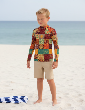 Fiery Red Pulse Rash Guard Kids Rash Guard — Dripper