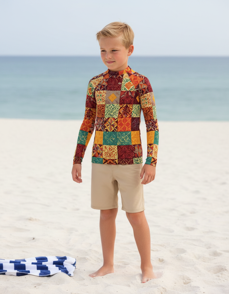 Boys Fiery Red Pulse Rash Guard