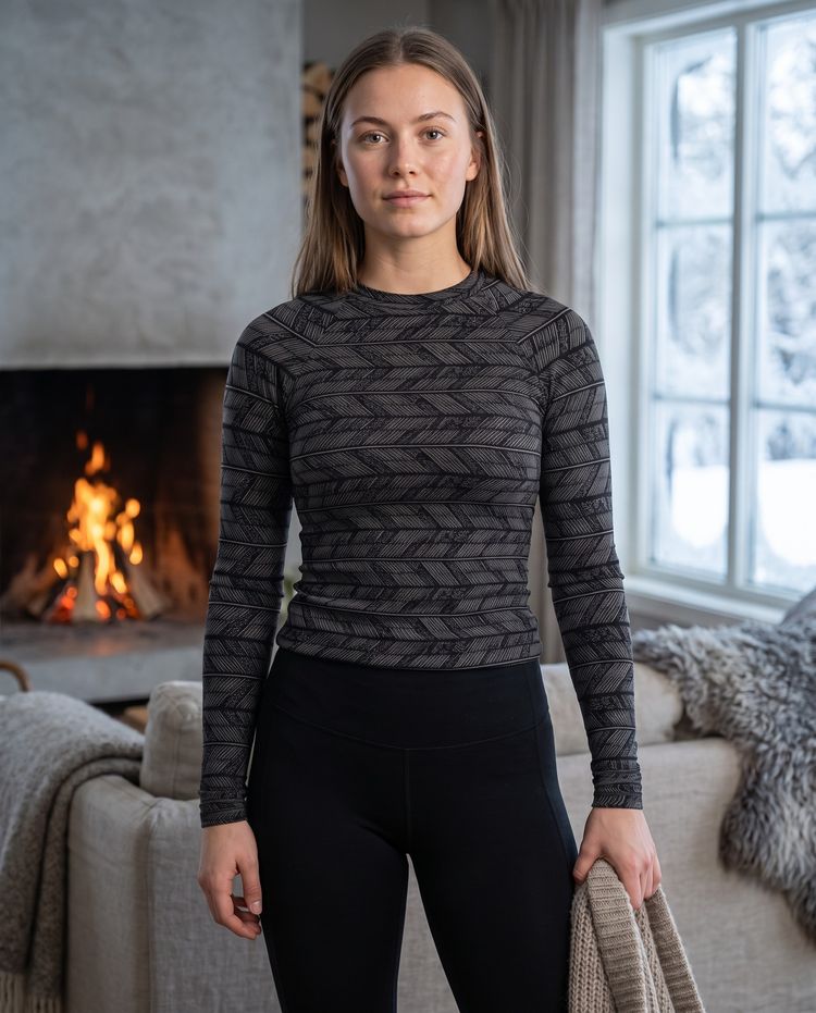 Graphite Herringbone Base Layer Top women's base layer tops
