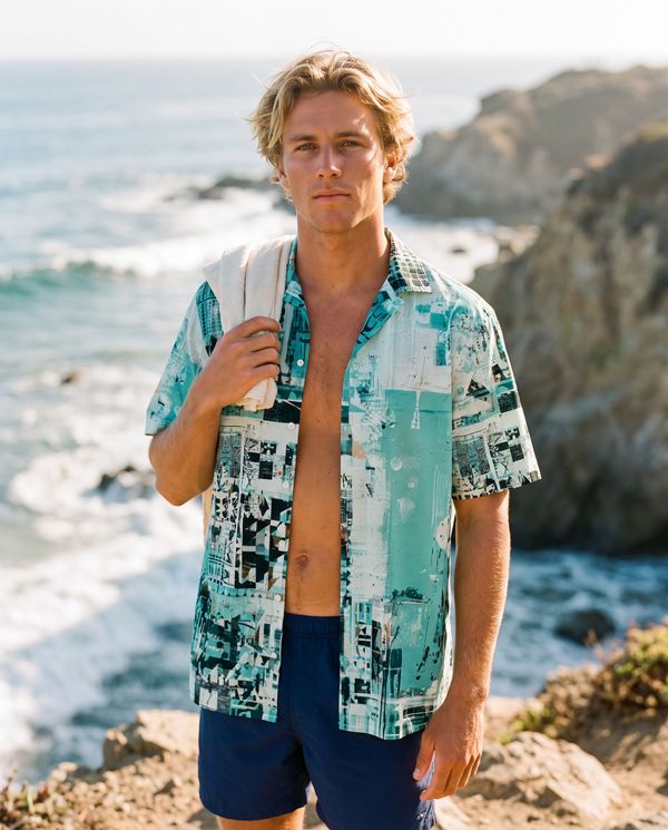 Tribal Static men's hawaiian shirts