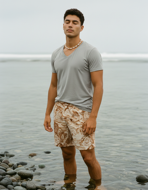 Coffee Bean Haven men's swim trunks