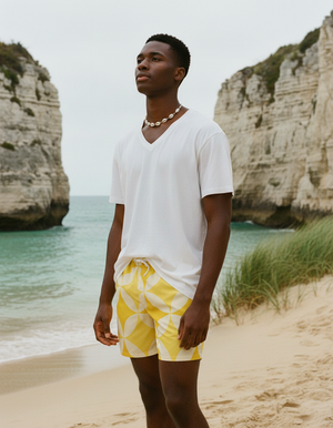 Lemon Yellow Mizuki men's swim trunks