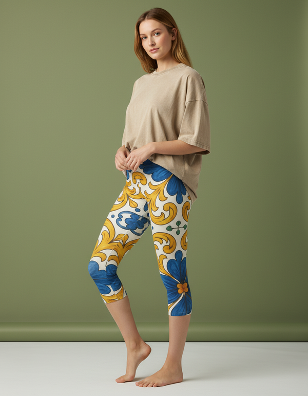 Sicilian Maiolica capri leggings