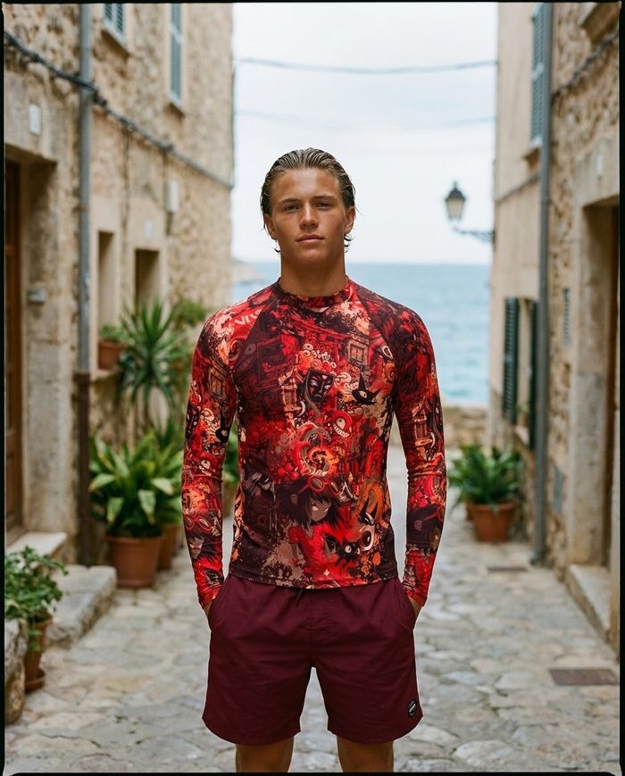 Rashguard — Men's Fiery Red Bakeneko