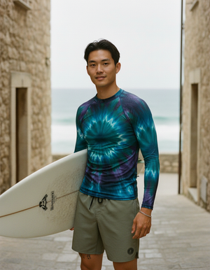 Men's Transformative Teal Satori men's short-sleeve rashguards