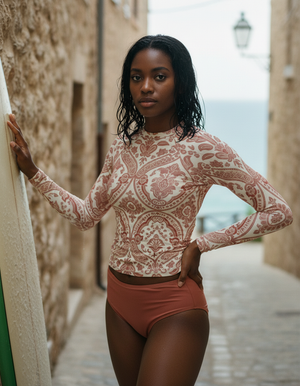 Dusty Rose Sari Rash Guard Women's Rashguard — Dripper