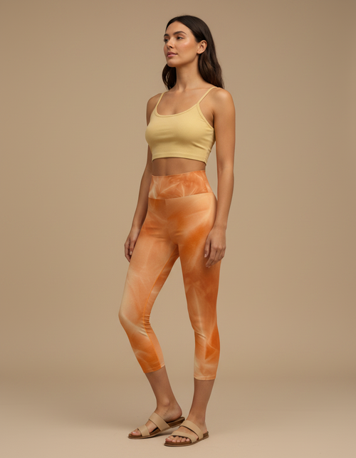 Citrus Orange Frost Leggings Capri Yoga Leggings — Dripper