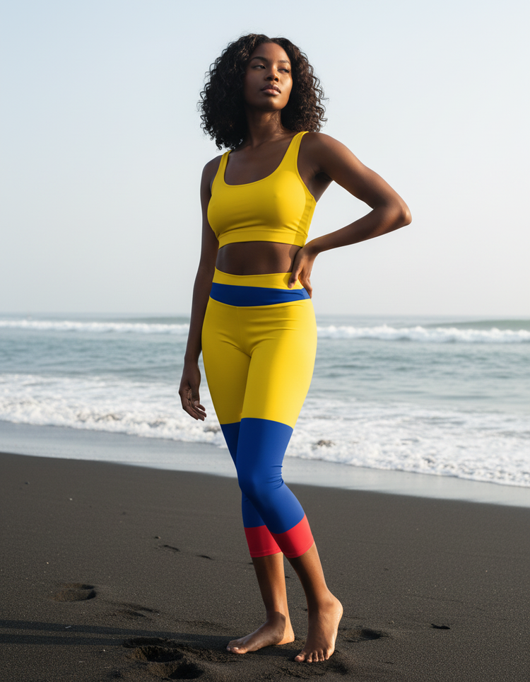 Women's Colombian Flag Yoga Capri Leggings