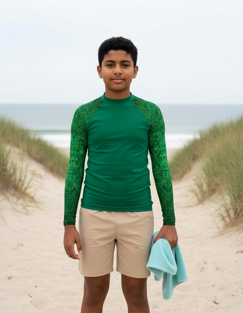Runway Emerald Siam Boys Youth Rash Guard Youth Rash Guard — Lolekai