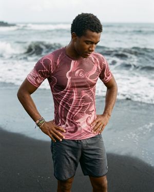 Men's Millennial Pink Neon Octopus Surfer men's short-sleeve rashguards