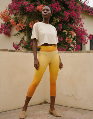 Yellow Celestia Leggings Capri Yoga Leggings — Dripper