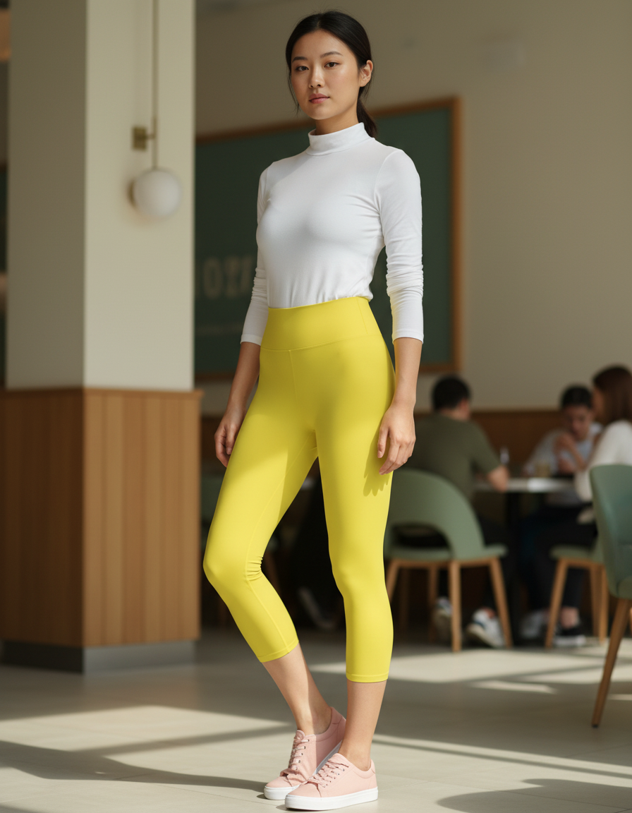 Capri-Yoga Leggings in Lemon Yellow