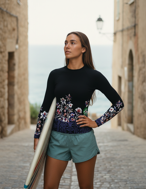 Women's Black / Jewel Multi Kapa Tapa women's short-sleeve rashguards