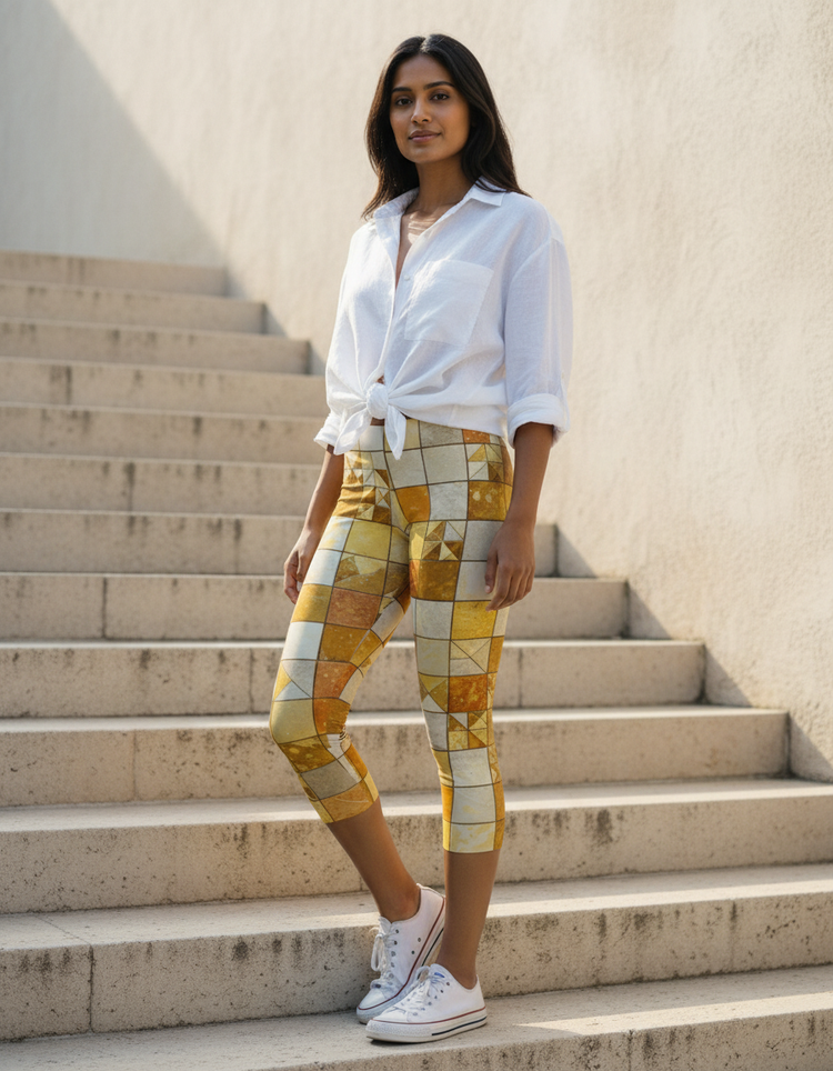 Women's Mosaic Tile Capri Leggings