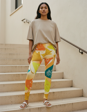 Lemon Yellow Surge full-length leggings