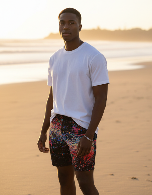 Pixelate men's swim trunks
