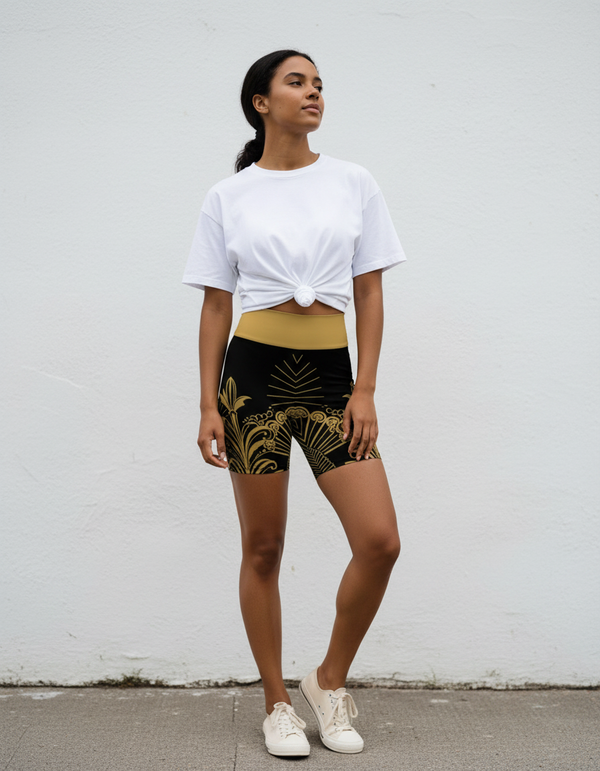 Gilded Deco yoga shorts