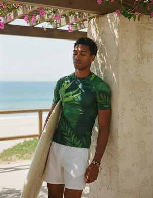Men's Neon Green Tropique men's short-sleeve rashguards