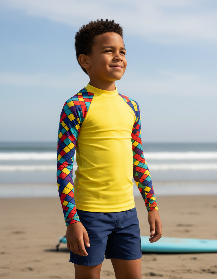 Kids Complex Color Patterns Rash Guard