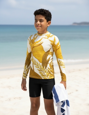Lemon Yellow Tropique Rash Guard Youth Rash Guard — Dripper