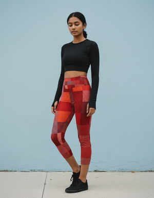 Fiery Red Jinsil Capri Yoga Leggings Capri Yoga Leggings — Dripper