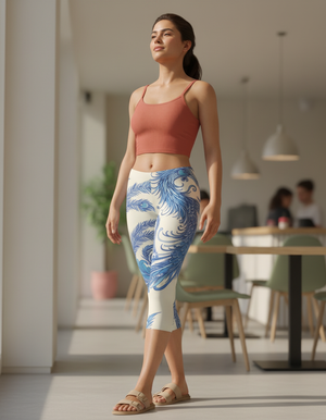 Blue Aura Ember Leggings Capri Leggings — Dripper