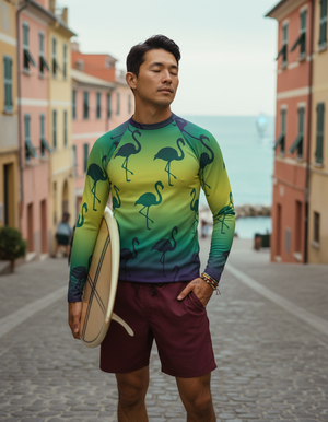 Men's Runway Emerald Coral men's short-sleeve rashguards