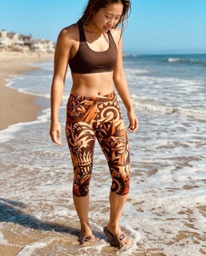 Citrus Orange Nalu Kai swim & gym capri leggings