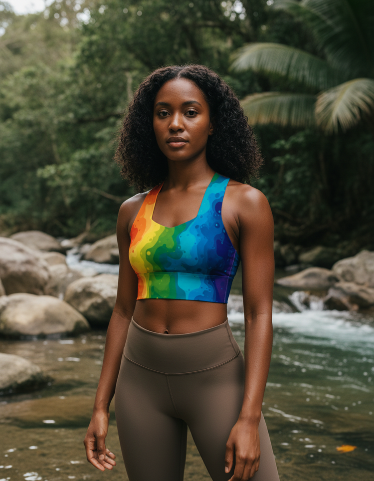 Abstract Spectrum Longline Sports Bra