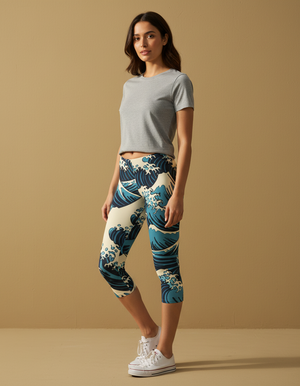 Hokusai Collection Capri Leggings capri leggings