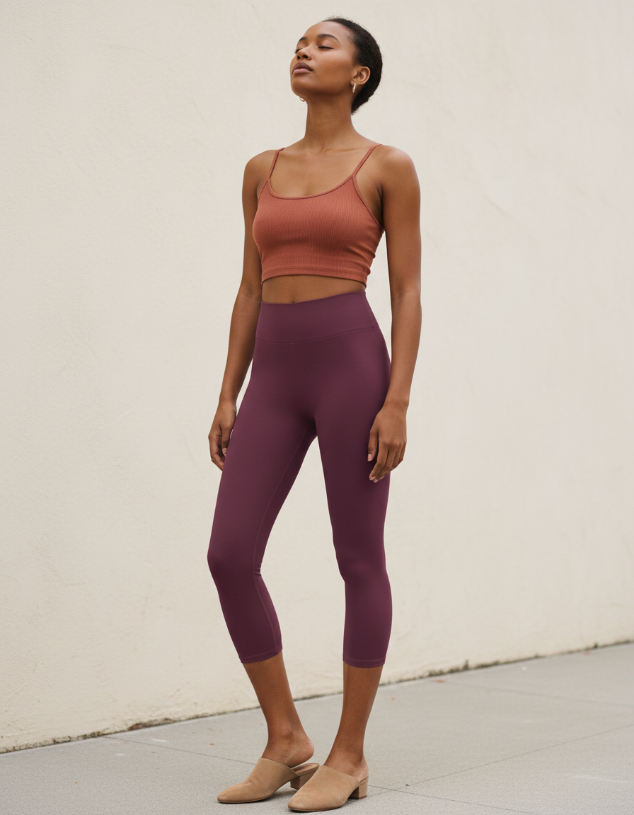 Capri-Yoga Leggings in Plum