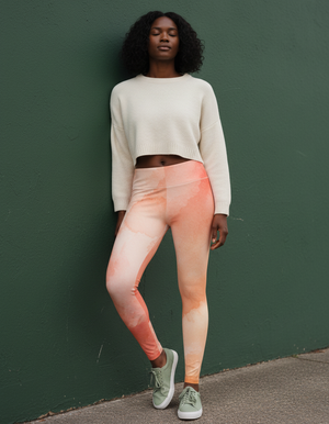 Coral Mosaic full-length leggings
