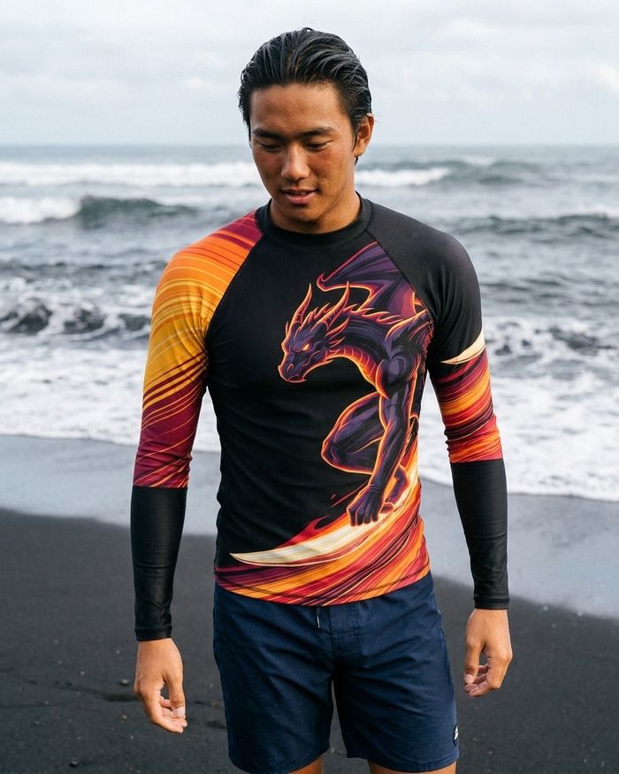 Rashguard — Men's Neon Dragon Surfer