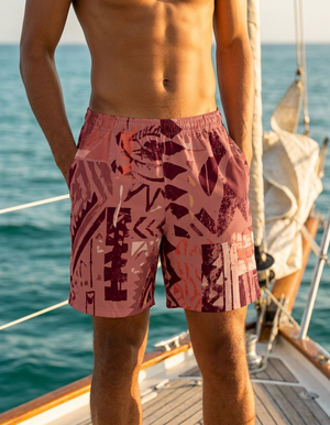 Tea Rose Vortex men's swim trunks